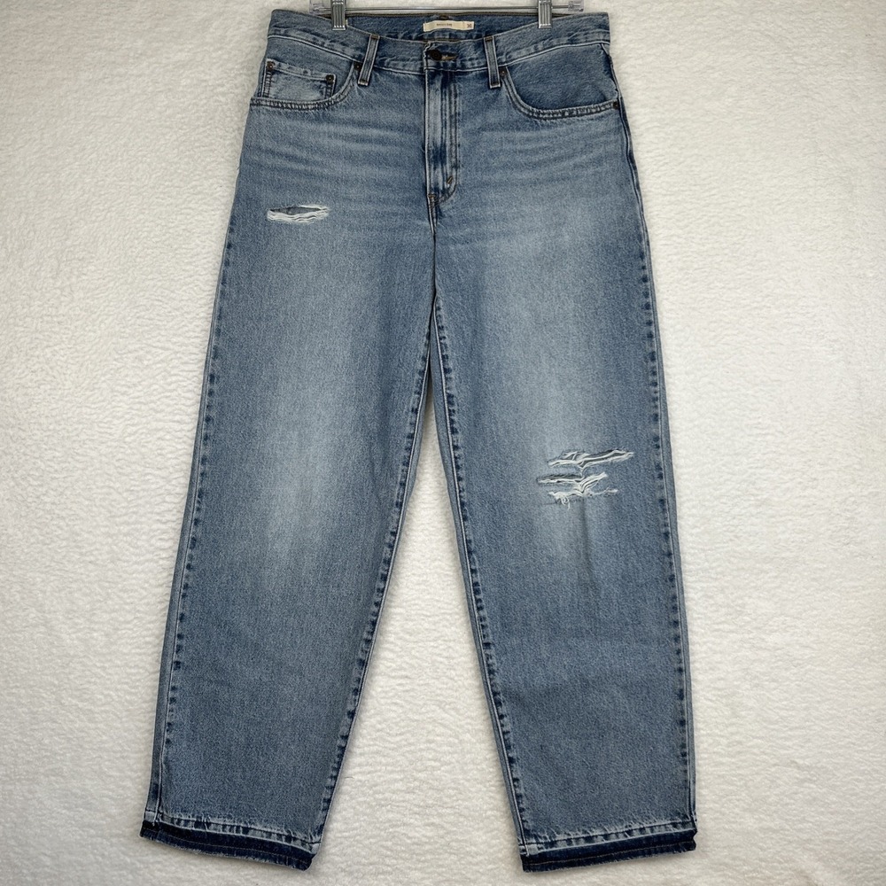 LEVIS Premium Baggy Dad Jeans Light Wash 90s Loose Distressed Women's 30 (35x32)